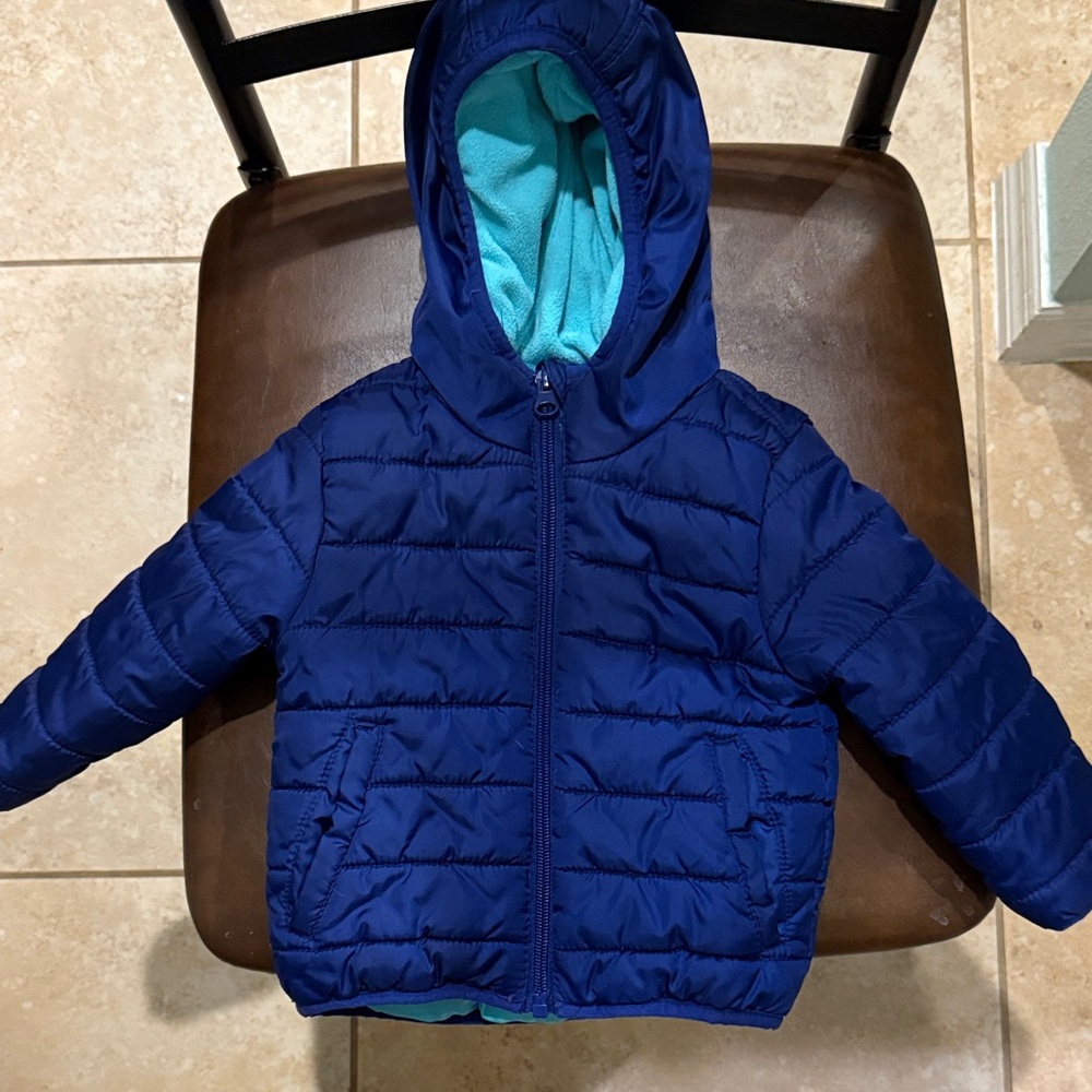 Cat & Jack Navy and Aqua Hooded Jacket
